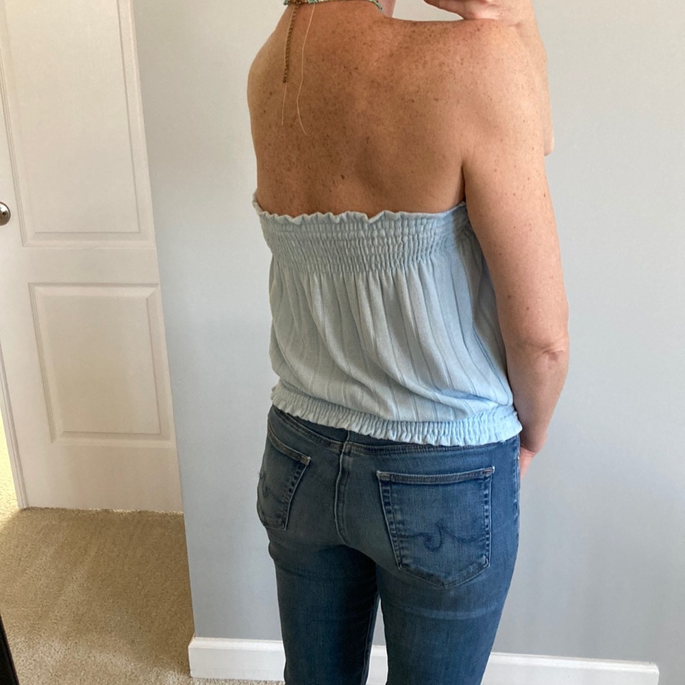 Light Blue Ribbed Tube Top - Picture 5 of 7